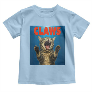 Funny Claws Cat Toddler T Shirt Horror Movie Parody TS12 Light Blue Print Your Wear