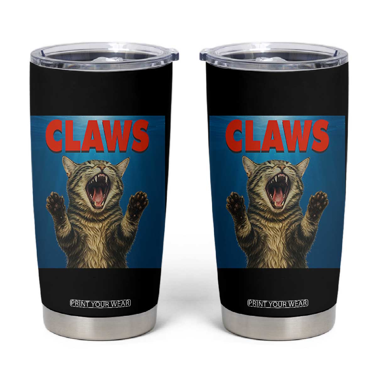 Funny Claws Cat Tumbler Cup Horror Movie Parody TS12 Black Print Your Wear