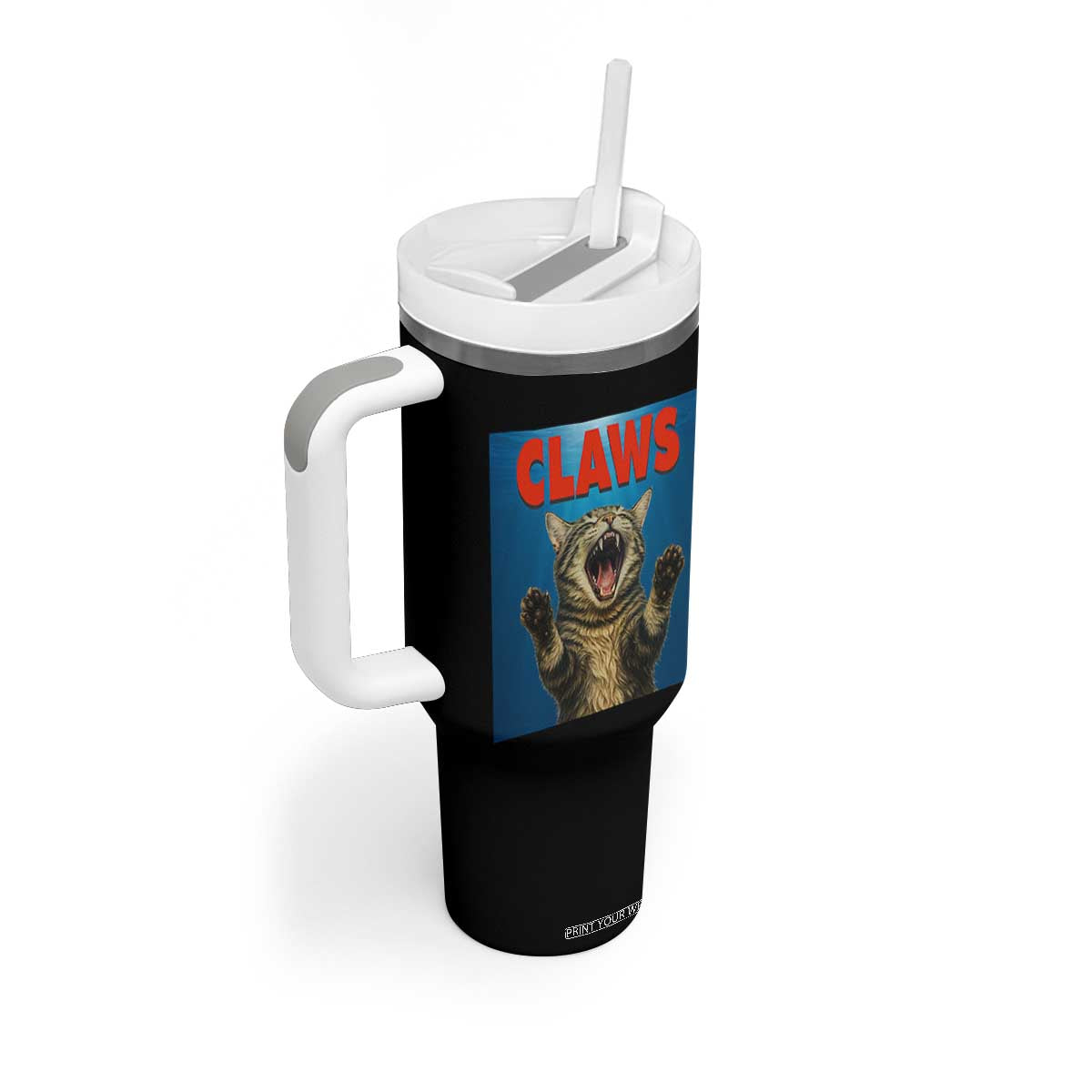 Funny Claws Cat Tumbler With Handle Horror Movie Parody TS12 Print Your Wear