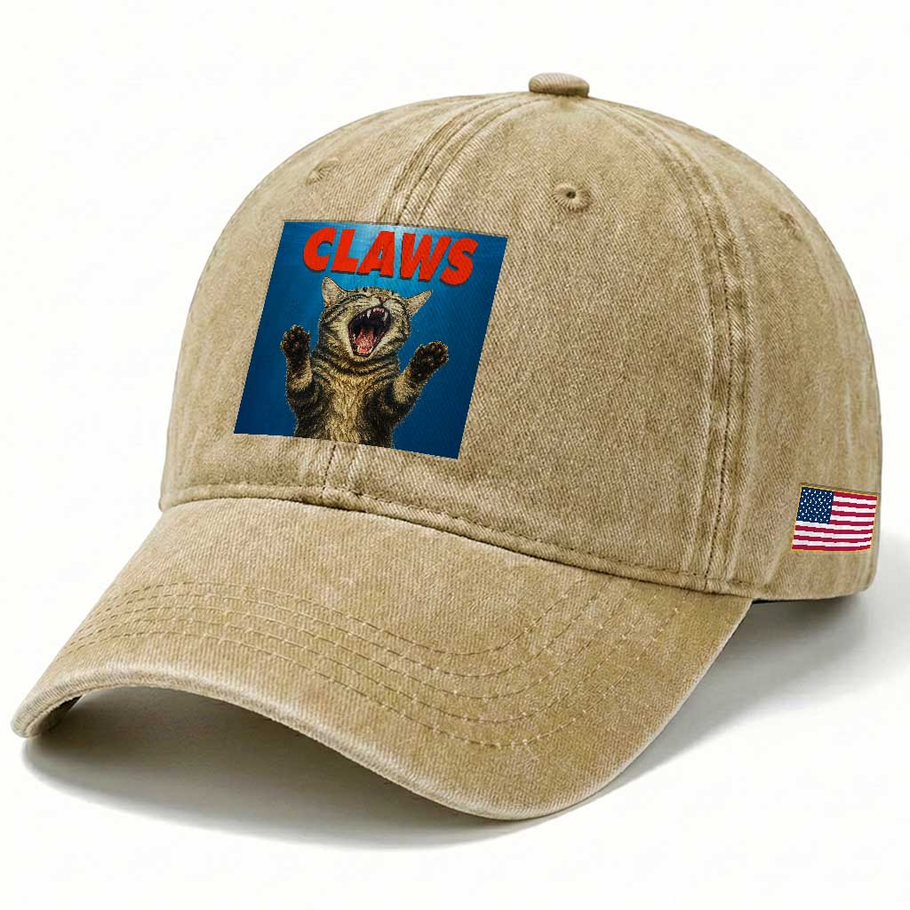 Funny Claws Cat Washed Cotton Baseball Cap Horror Movie Parody TS12 Print Your Wear