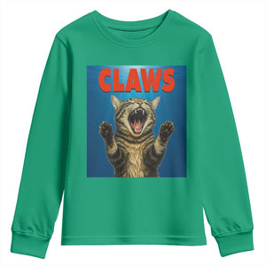 Funny Claws Cat Youth Sweatshirt Horror Movie Parody TS12 Irish Green Print Your Wear