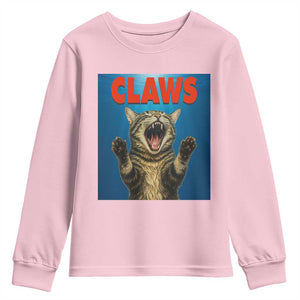 Funny Claws Cat Youth Sweatshirt Horror Movie Parody TS12 Light Pink Print Your Wear