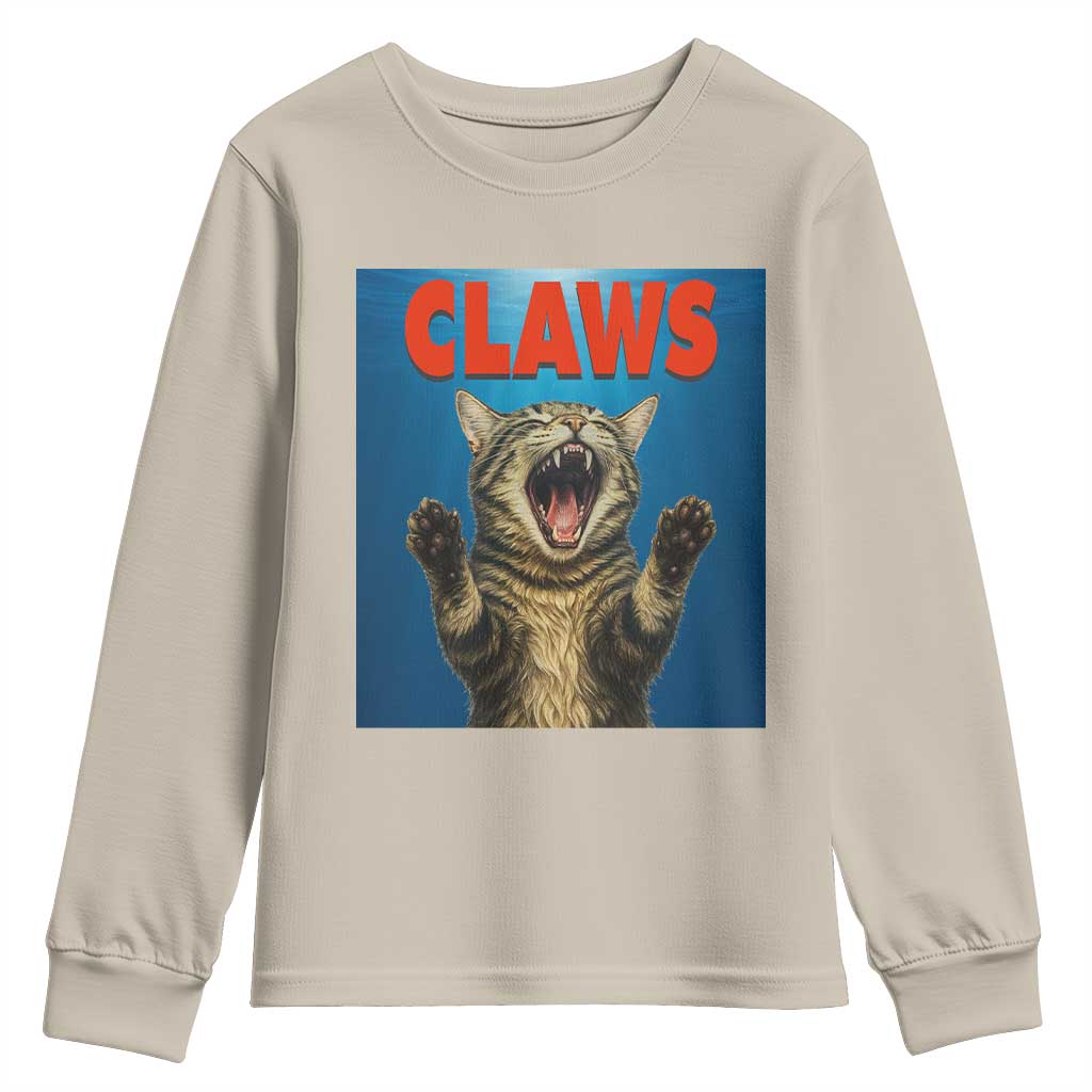 Funny Claws Cat Youth Sweatshirt Horror Movie Parody TS12 Sand Print Your Wear