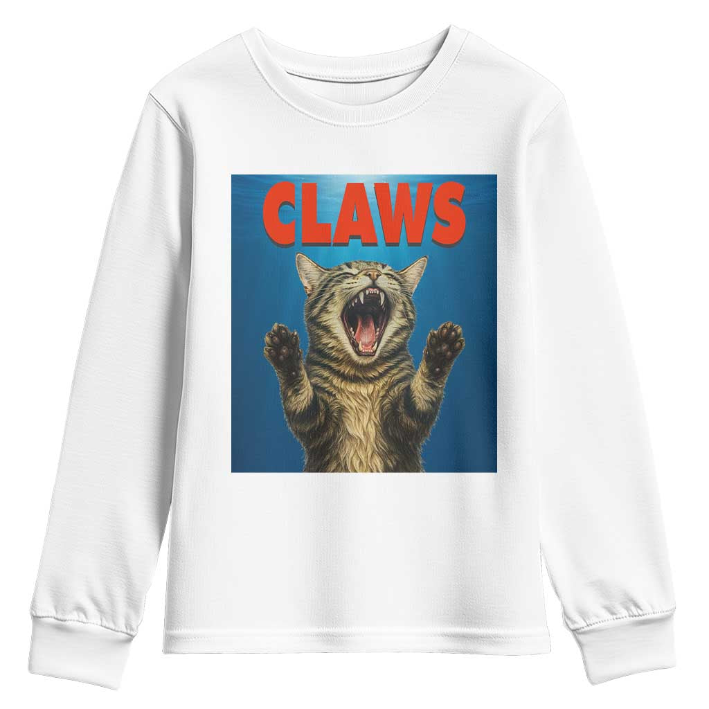 Funny Claws Cat Youth Sweatshirt Horror Movie Parody TS12 White Print Your Wear