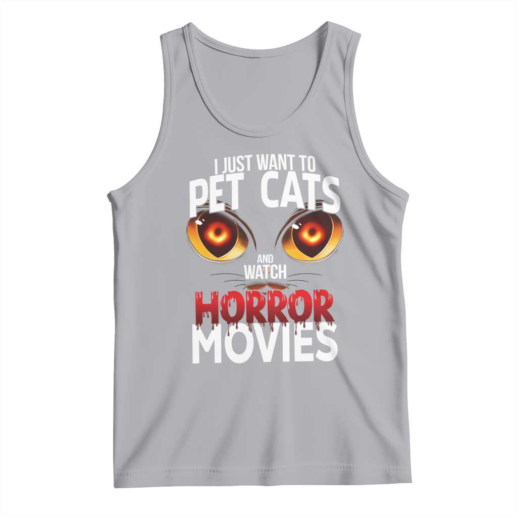 I Just Want To Pet Cats And Watch Horror Movies Tank Top TS12 Athletic Heather Print Your Wear