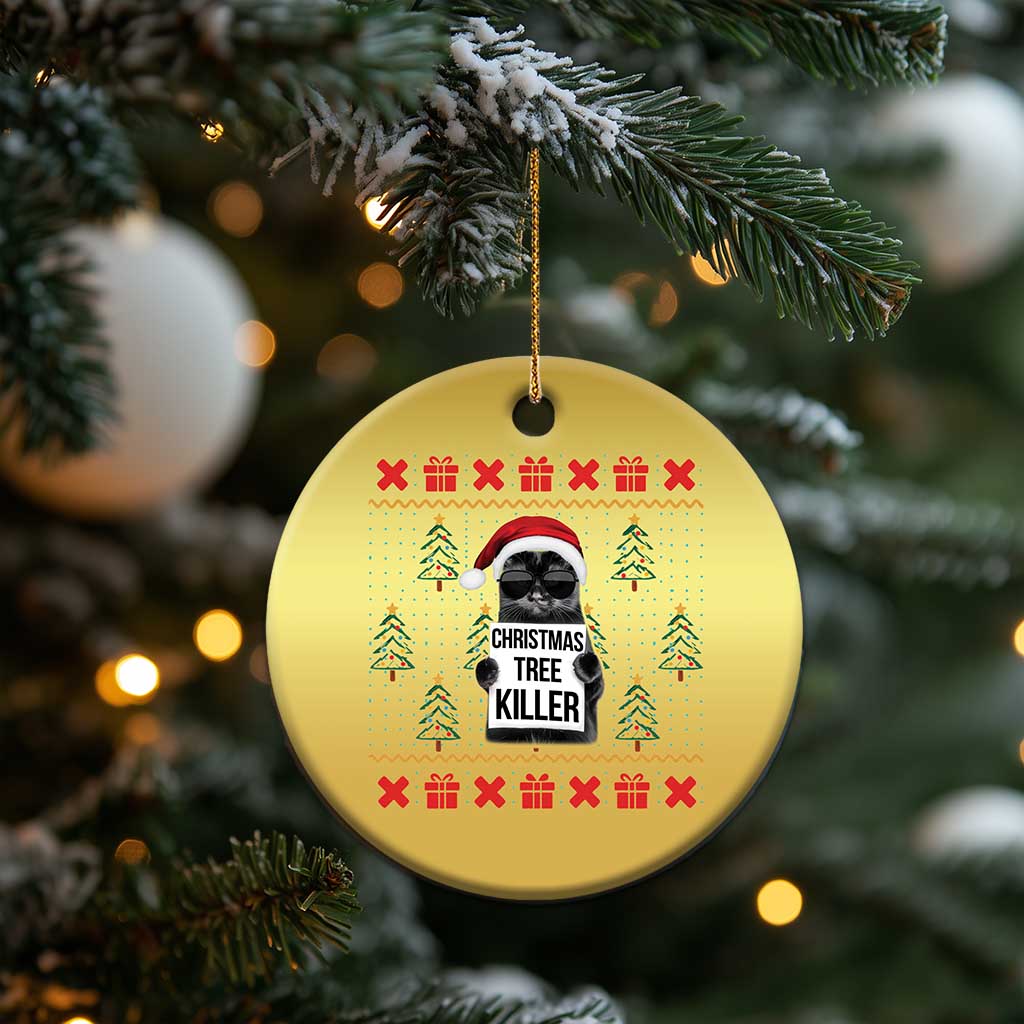 Funny Xmas Black Cat Christmas Ornament Xmas Tree Killer Santa Kitten TS12 Print Your Wear