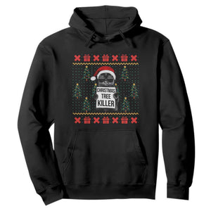 Funny Xmas Black Cat Hoodie Christmas Tree Killer Santa Kitten TS12 Black Print Your Wear