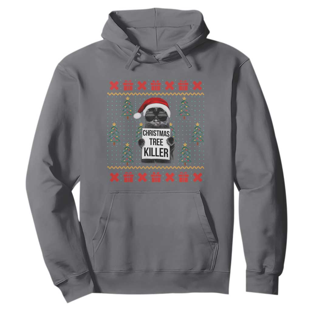 Funny Xmas Black Cat Hoodie Christmas Tree Killer Santa Kitten TS12 Charcoal Print Your Wear