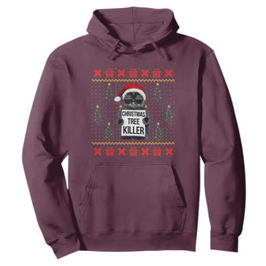 Funny Xmas Black Cat Hoodie Christmas Tree Killer Santa Kitten TS12 Maroon Print Your Wear