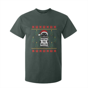 Funny Xmas Black Cat T Shirt For Kid Christmas Tree Killer Santa Kitten TS12 Dark Forest Green Print Your Wear