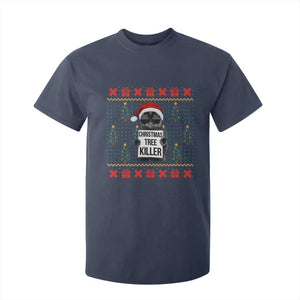 Funny Xmas Black Cat T Shirt For Kid Christmas Tree Killer Santa Kitten TS12 Navy Print Your Wear
