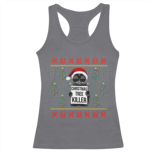 Funny Xmas Black Cat Racerback Tank Top Christmas Tree Killer Santa Kitten TS12 Charcoal Print Your Wear
