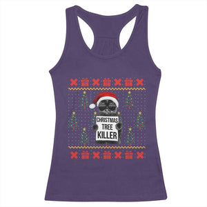 Funny Xmas Black Cat Racerback Tank Top Christmas Tree Killer Santa Kitten TS12 Purple Print Your Wear
