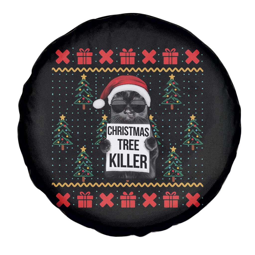 Funny Xmas Black Cat Spare Tire Cover Christmas Tree Killer Santa Kitten TS12 Print Your Wear