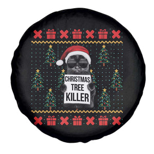 Funny Xmas Black Cat Spare Tire Cover Christmas Tree Killer Santa Kitten TS12 Print Your Wear
