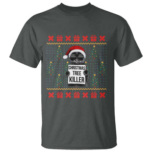 Funny Xmas Black Cat T Shirt Christmas Tree Killer Santa Kitten TS12 Dark Heather Print Your Wear