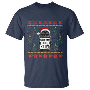 Funny Xmas Black Cat T Shirt Christmas Tree Killer Santa Kitten TS12 Navy Print Your Wear