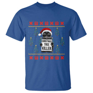 Funny Xmas Black Cat T Shirt Christmas Tree Killer Santa Kitten TS12 Royal Blue Print Your Wear