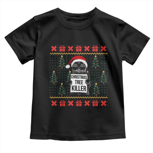 Funny Xmas Black Cat Toddler T Shirt Christmas Tree Killer Santa Kitten TS12 Black Print Your Wear