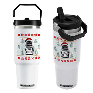 Funny Xmas Black Cat Flip Straw Tumbler Christmas Tree Killer Santa Kitten TS12 One Size: 30 oz White Print Your Wear