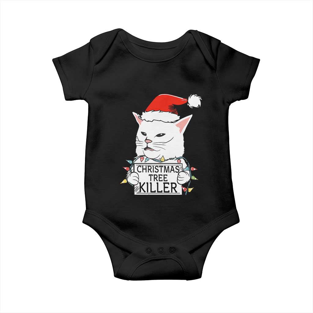 Funny Xmas Grumpy Cat Baby Onesie Christmas Tree Killer Santa Kitten TS12 Black Print Your Wear