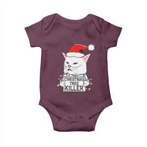 Funny Xmas Grumpy Cat Baby Onesie Christmas Tree Killer Santa Kitten TS12 Maroon Print Your Wear