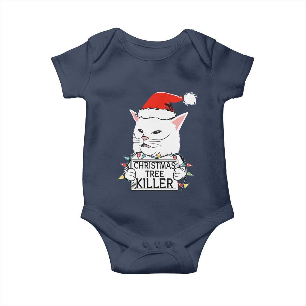 Funny Xmas Grumpy Cat Baby Onesie Christmas Tree Killer Santa Kitten TS12 Navy Print Your Wear