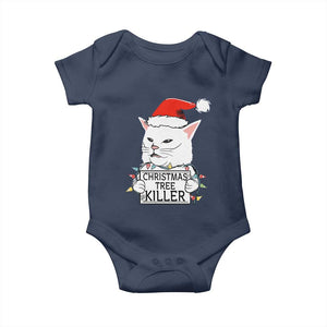 Funny Xmas Grumpy Cat Baby Onesie Christmas Tree Killer Santa Kitten TS12 Navy Print Your Wear