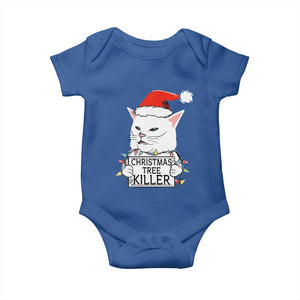 Funny Xmas Grumpy Cat Baby Onesie Christmas Tree Killer Santa Kitten TS12 Royal Blue Print Your Wear