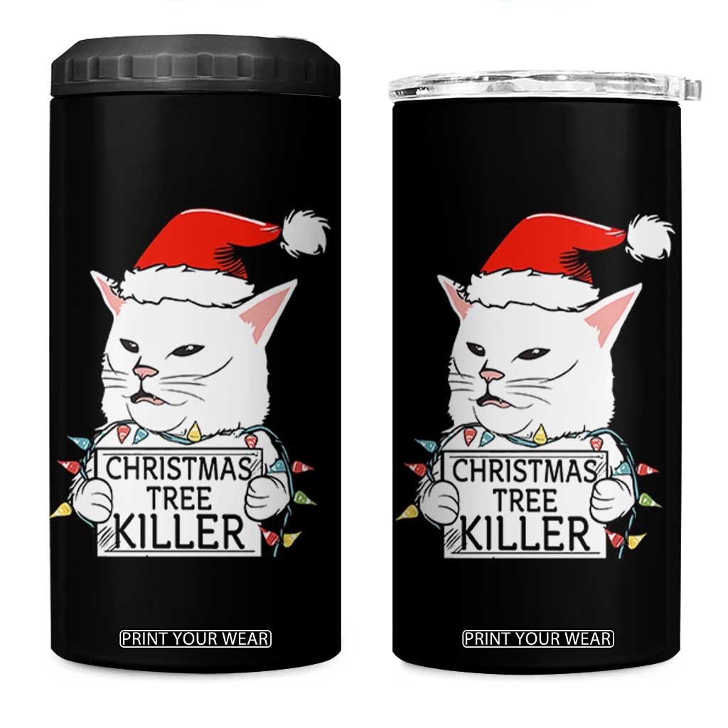 Funny Xmas Grumpy Cat 4 in 1 Can Cooler Tumbler Christmas Tree Killer Santa Kitten TS12 One Size: 16 oz Black Print Your Wear