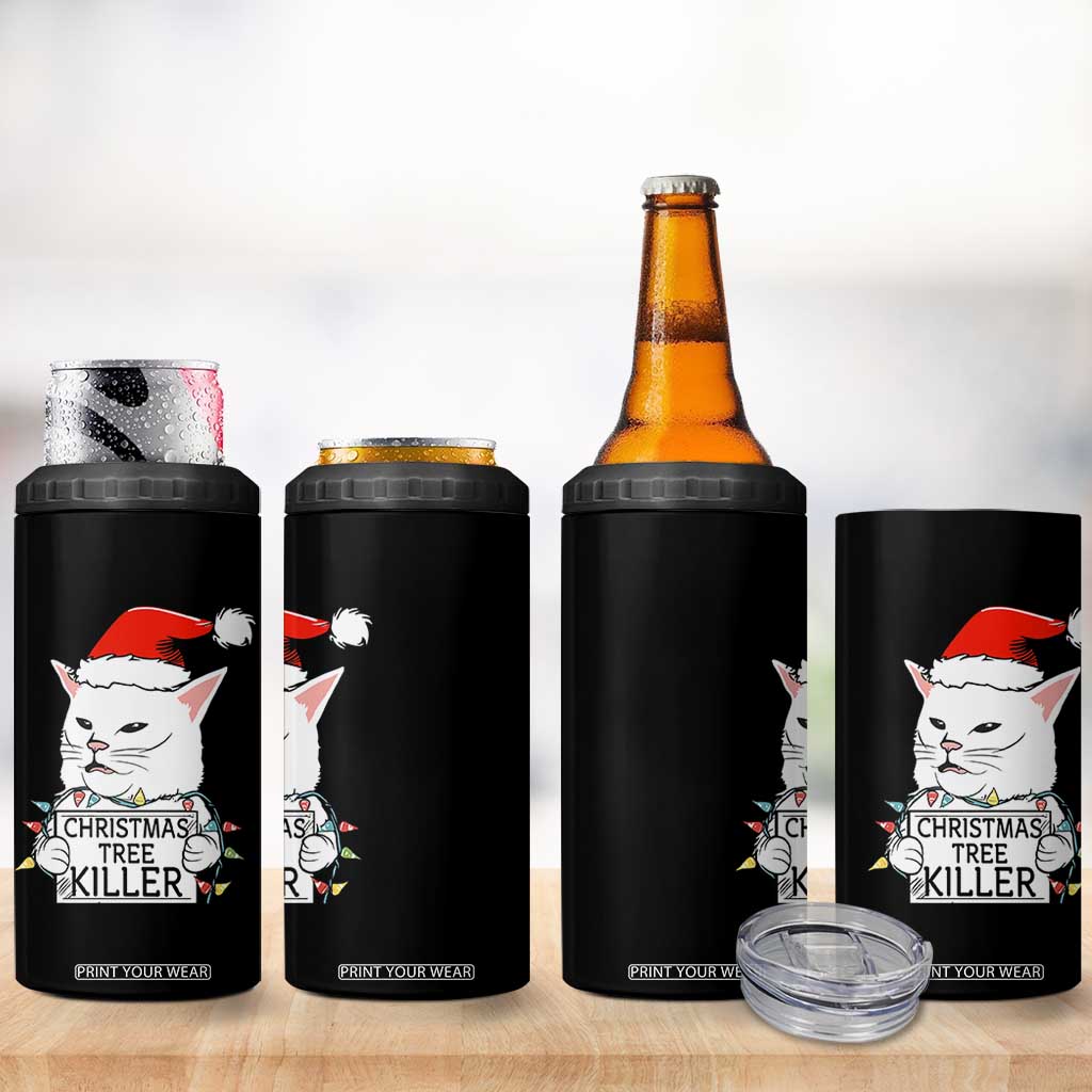 Funny Xmas Grumpy Cat 4 in 1 Can Cooler Tumbler Christmas Tree Killer Santa Kitten TS12 Print Your Wear