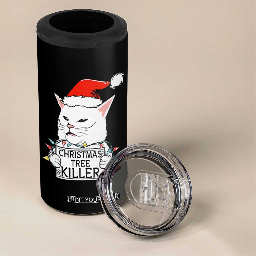 Funny Xmas Grumpy Cat 4 in 1 Can Cooler Tumbler Christmas Tree Killer Santa Kitten TS12 Print Your Wear