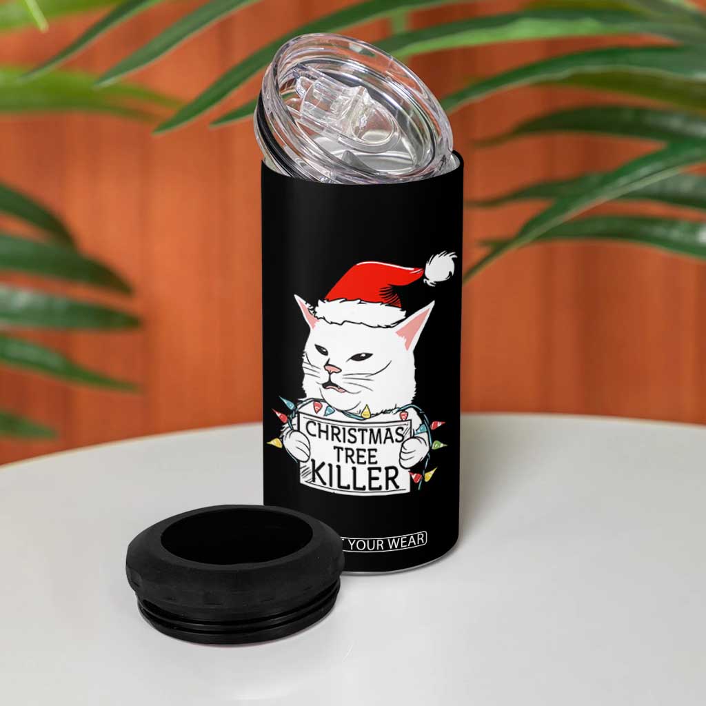 Funny Xmas Grumpy Cat 4 in 1 Can Cooler Tumbler Christmas Tree Killer Santa Kitten TS12 Print Your Wear