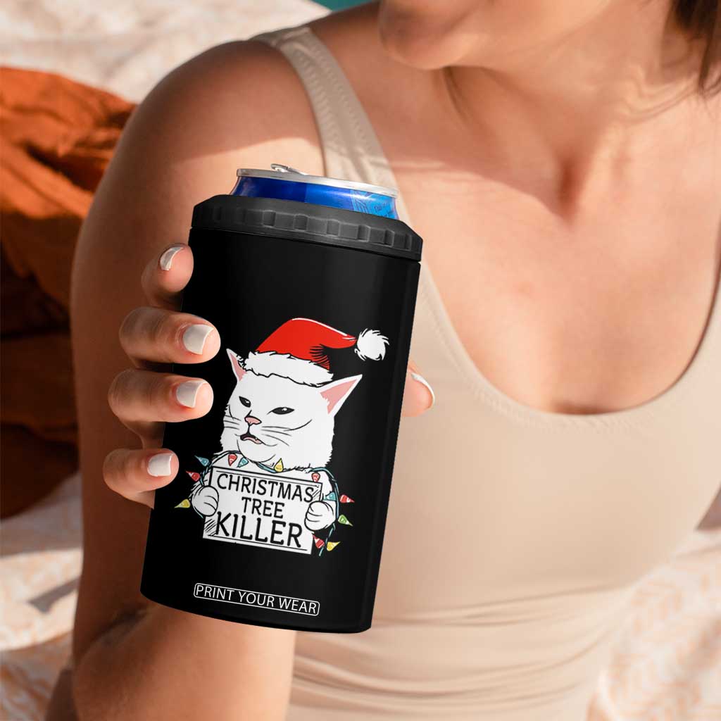Funny Xmas Grumpy Cat 4 in 1 Can Cooler Tumbler Christmas Tree Killer Santa Kitten TS12 Print Your Wear