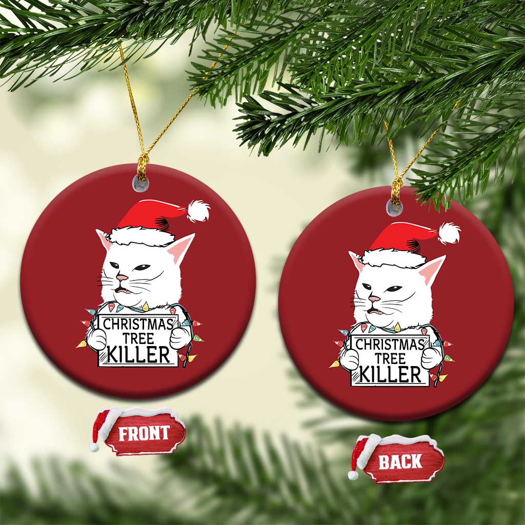 Funny Xmas Grumpy Cat Christmas Ornament Xmas Tree Killer Santa Kitten TS12 Circle Red Print Your Wear