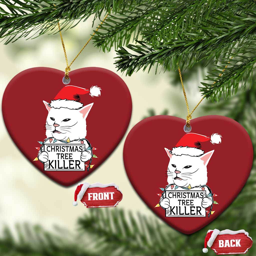 Funny Xmas Grumpy Cat Christmas Ornament Xmas Tree Killer Santa Kitten TS12 Heart Red Print Your Wear