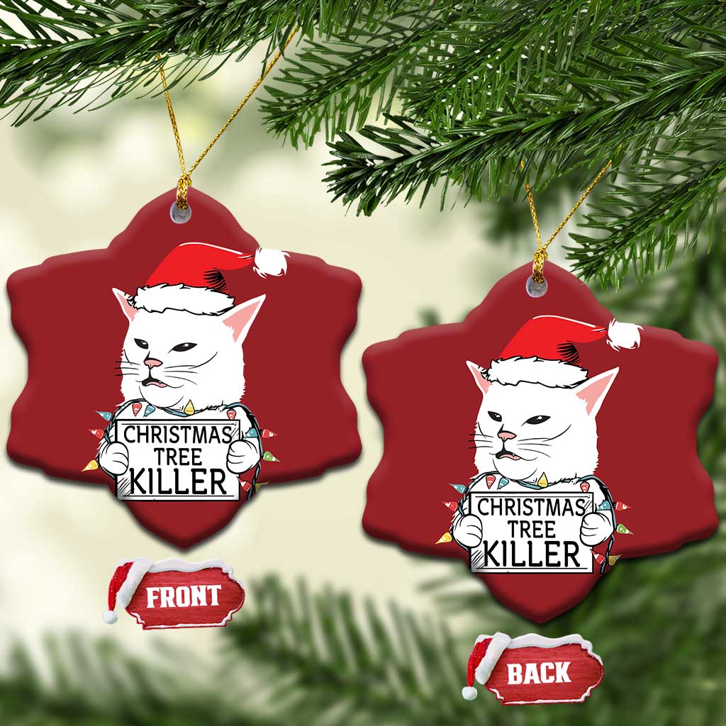 Funny Xmas Grumpy Cat Christmas Ornament Xmas Tree Killer Santa Kitten TS12 Snow Flake Red Print Your Wear