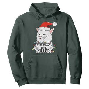 Funny Xmas Grumpy Cat Hoodie Christmas Tree Killer Santa Kitten TS12 Dark Forest Green Print Your Wear