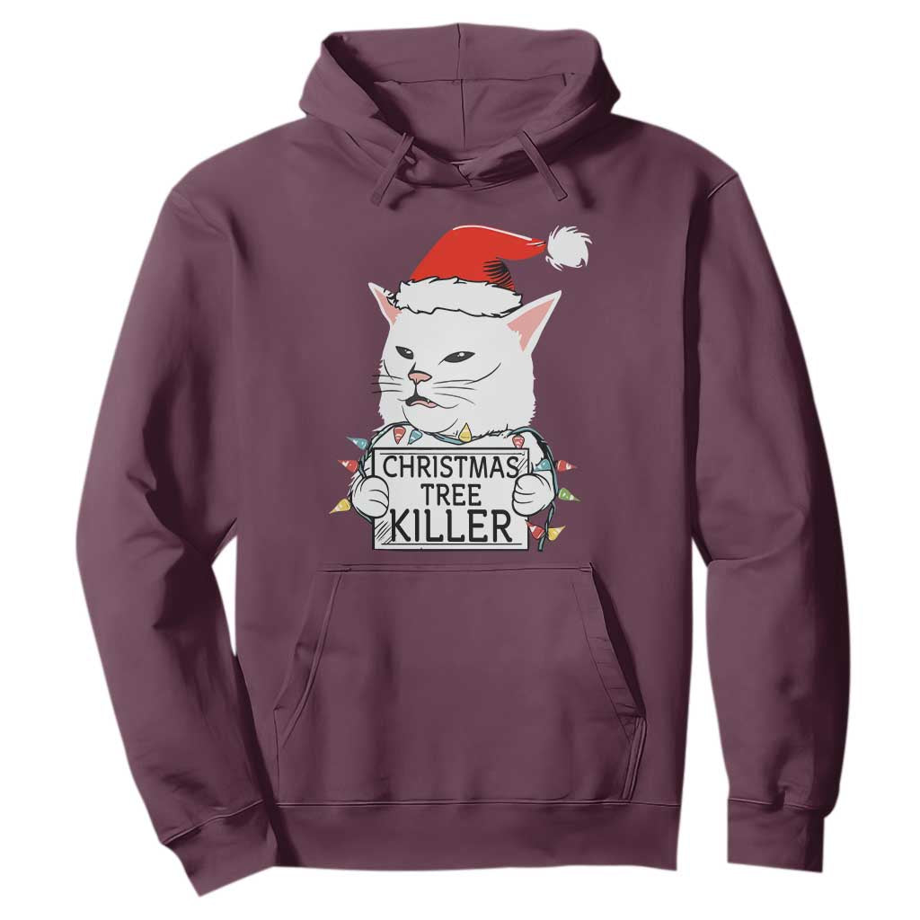 Funny Xmas Grumpy Cat Hoodie Christmas Tree Killer Santa Kitten TS12 Maroon Print Your Wear