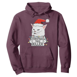 Funny Xmas Grumpy Cat Hoodie Christmas Tree Killer Santa Kitten TS12 Maroon Print Your Wear