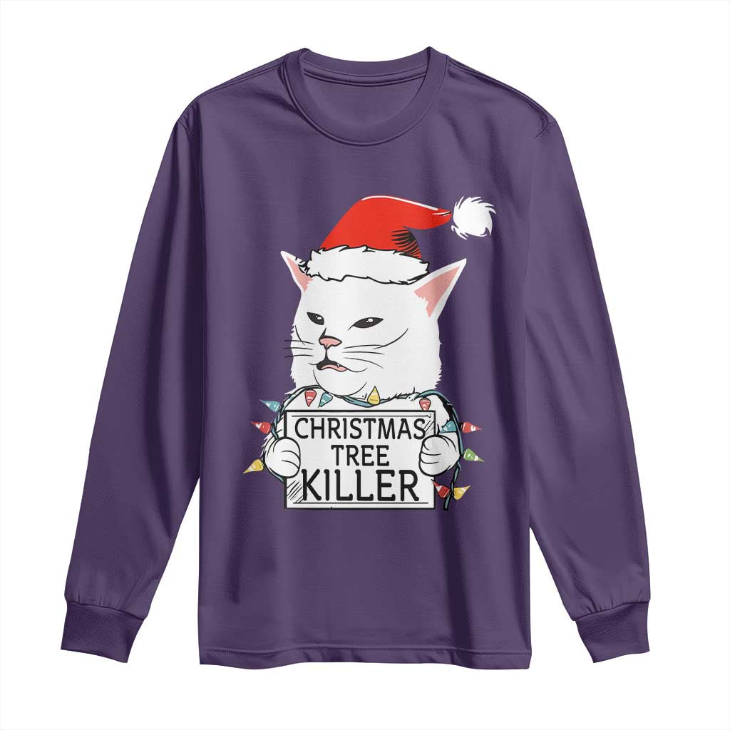 Funny Xmas Grumpy Cat Long Sleeve Shirt Christmas Tree Killer Santa Kitten TS12 Purple Print Your Wear