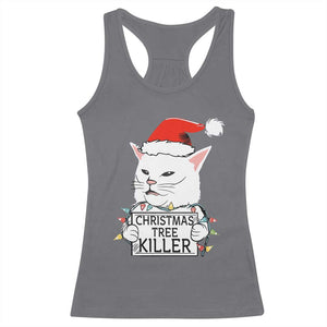 Funny Xmas Grumpy Cat Racerback Tank Top Christmas Tree Killer Santa Kitten TS12 Charcoal Print Your Wear