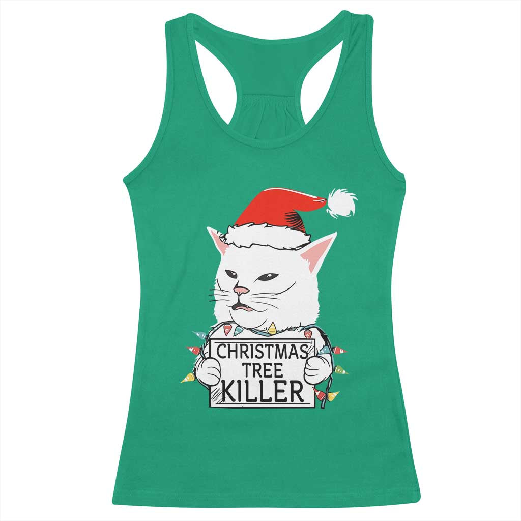 Funny Xmas Grumpy Cat Racerback Tank Top Christmas Tree Killer Santa Kitten TS12 Irish Green Print Your Wear