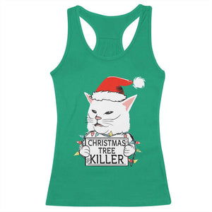 Funny Xmas Grumpy Cat Racerback Tank Top Christmas Tree Killer Santa Kitten TS12 Irish Green Print Your Wear