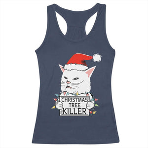 Funny Xmas Grumpy Cat Racerback Tank Top Christmas Tree Killer Santa Kitten TS12 Navy Print Your Wear
