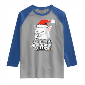 Funny Xmas Grumpy Cat Raglan Shirt Christmas Tree Killer Santa Kitten TS12 Sport Gray Royal Print Your Wear