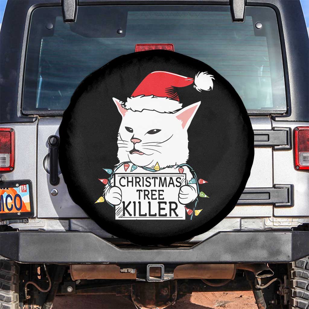 Funny Xmas Grumpy Cat Spare Tire Cover Christmas Tree Killer Santa Kitten TS12 No hole Black Print Your Wear