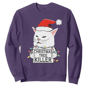 Funny Xmas Grumpy Cat Sweatshirt Christmas Tree Killer Santa Kitten TS12 Purple Print Your Wear