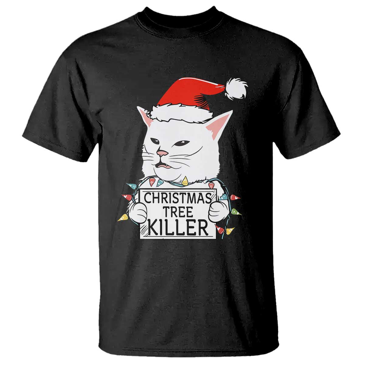 Funny Xmas Grumpy Cat T Shirt Christmas Tree Killer Santa Kitten TS12 Black Print Your Wear