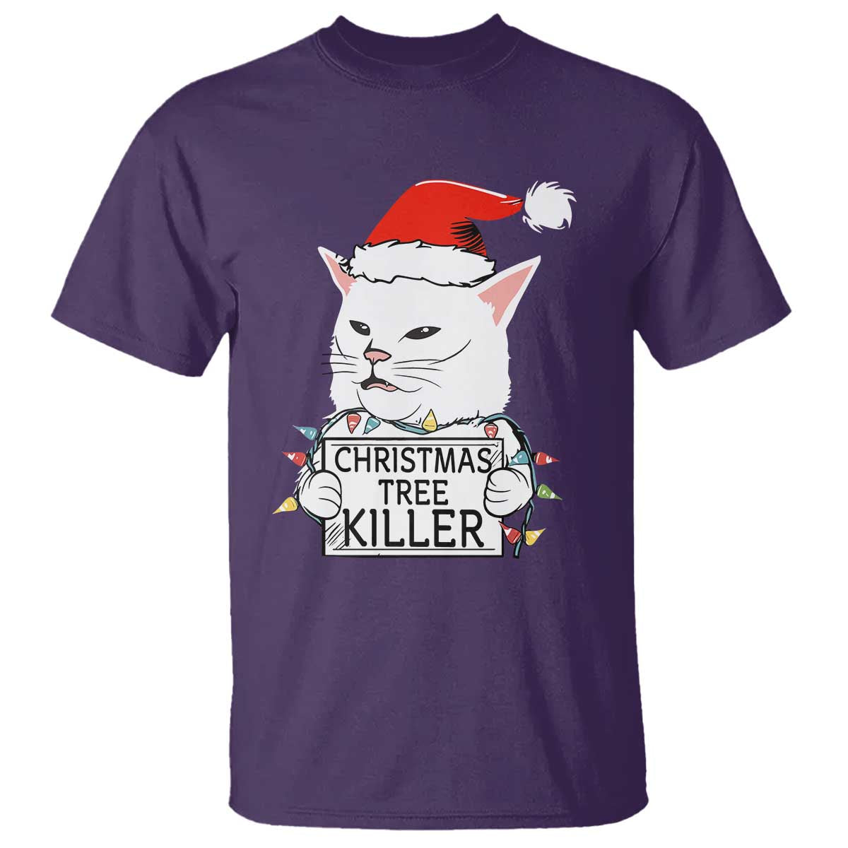 Funny Xmas Grumpy Cat T Shirt Christmas Tree Killer Santa Kitten TS12 Purple Print Your Wear